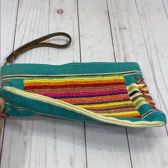 Ann Taylor Loft beaded fabric wristlet clutch - Picture 3 of 8